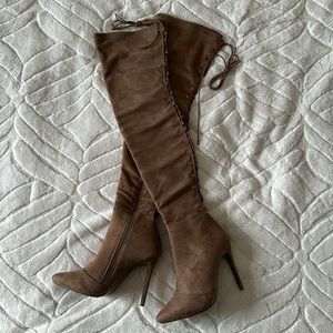 NWT Forever Faux Suede Thigh-High Heeled Boots